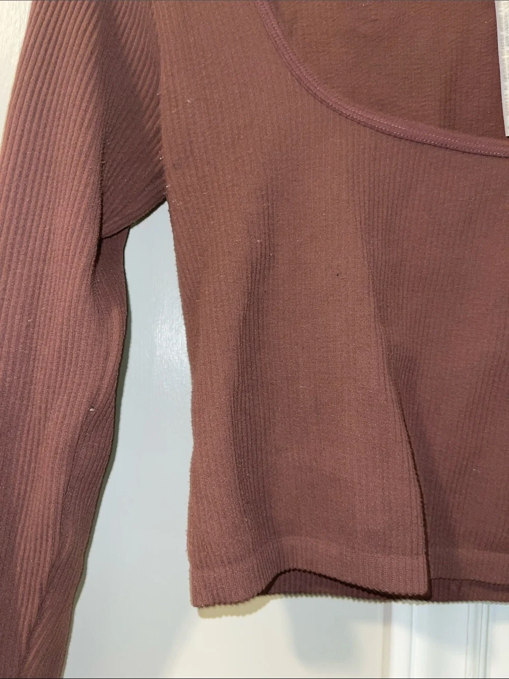 Zara ribbed long sleeve fitted crop top size M